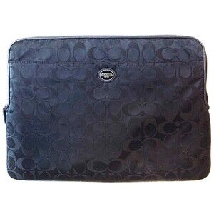 Coach Signature Black Jacquard Padded Tablet/Laptop Pouch 13"W x 10"H Era 2000s